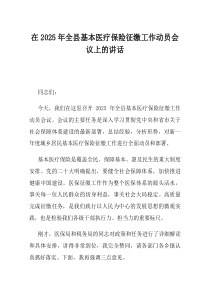 在2025年全县基本医疗保险征缴工作动员会议上的讲话