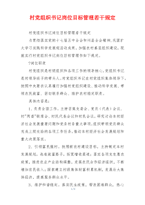 村党组织书记岗位目标管理若干规定