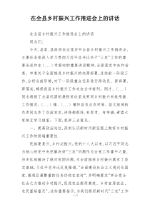 在全县乡村振兴工作推进会上的讲话