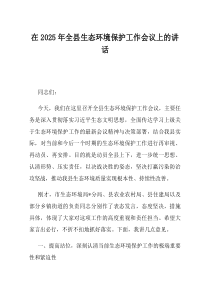 在2025年全县生态环境保护工作会议上的讲话
