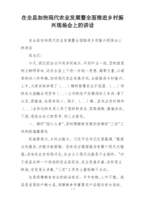 在全县加快现代农业发展暨全面推进乡村振兴现场会上的讲话