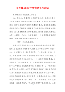 某乡镇2025年度党建工作总结
