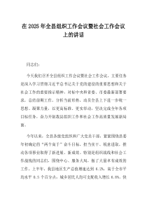 在2025年全县组织工作会议暨社会工作会议上的讲话