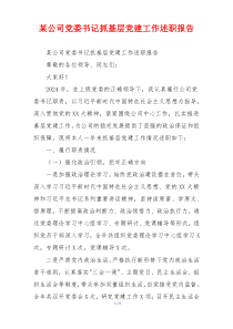 某公司党委书记抓基层党建工作述职报告