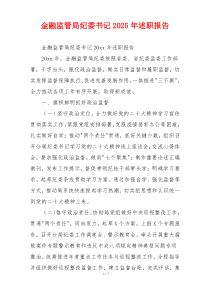 金融监管局纪委书记2025年述职报告