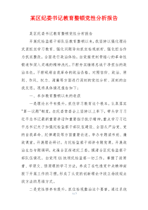 某区纪委书记教育整顿党性分析报告