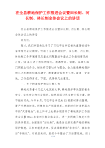 在全县耕地保护工作推进会议暨田长制、河长制、林长制全体会议上的讲话
