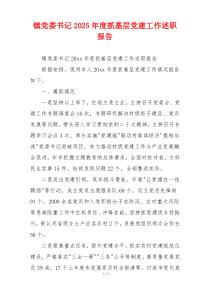 镇党委书记2025年度抓基层党建工作述职报告