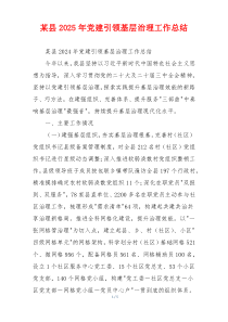 某县2025年党建引领基层治理工作总结