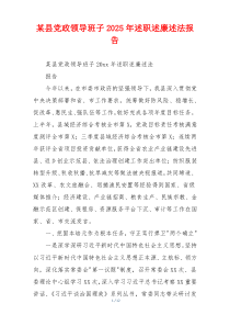 某县党政领导班子2025年述职述廉述法报告
