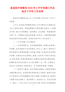 某县医疗保障局2025年上半年党建工作总结及下半年工作安排