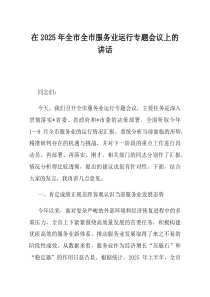 在2025年全市全市服务业运行专题会议上的讲话