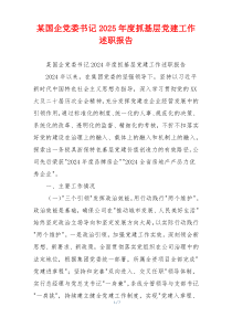 某国企党委书记2025年度抓基层党建工作述职报告