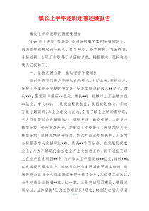 镇长上半年述职述德述廉报告