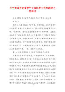 在全市国有企业青年干部培养工作专题会上的讲话