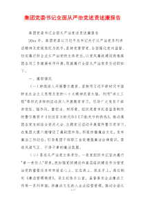 集团党委书记全面从严治党述责述廉报告