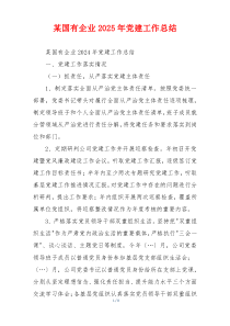某国有企业2025年党建工作总结