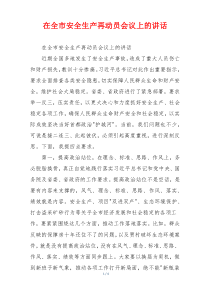 在全市安全生产再动员会议上的讲话
