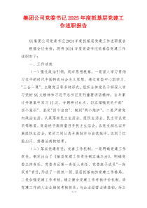 集团公司党委书记2025年度抓基层党建工作述职报告