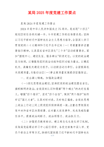 某局2025年度党建工作要点