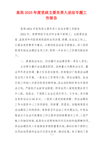 某局2025年度党政主要负责人述法专题工作报告