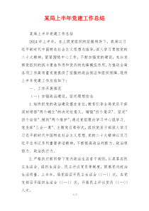 某局上半年党建工作总结