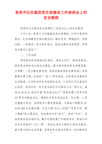 某局书记在基层党支部建设工作座谈会上的发言提纲