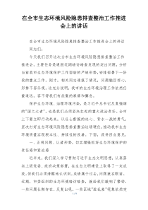在全市生态环境风险隐患排查整治工作推进会上的讲话