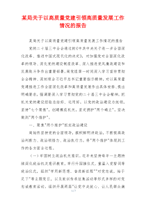 某局关于以高质量党建引领高质量发展工作情况的报告