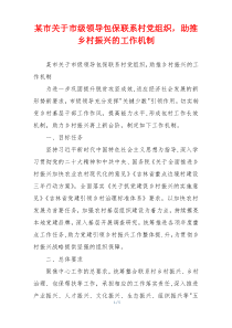 某市关于市级领导包保联系村党组织，助推乡村振兴的工作机制