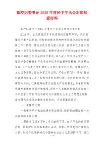 高校纪委书记2025年度民主生活会对照检查材料