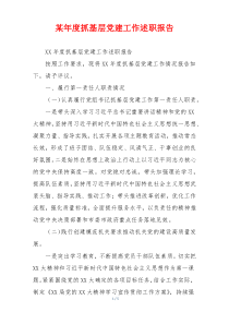 某年度抓基层党建工作述职报告
