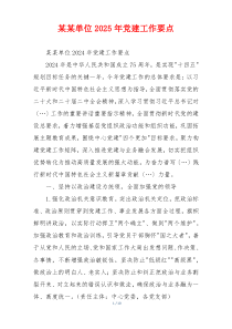 某某单位2025年党建工作要点