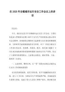 在2025年全镇城市运行安全工作会议上的讲话