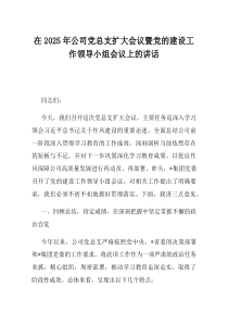 在2025年公司党总支扩大会议暨党的建设工作领导小组会议上的讲话