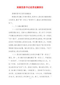 某镇党委书记述责述廉报告
