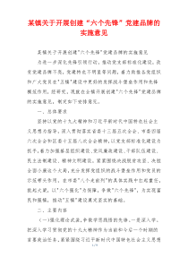 某镇关于开展创建“六个先锋”党建品牌的实施意见