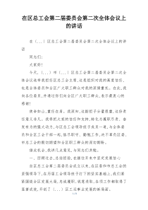 在区总工会第二届委员会第二次全体会议上的讲话