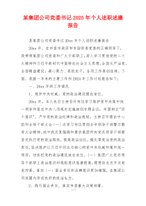 某集团公司党委书记2025年个人述职述廉报告