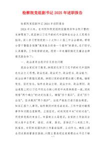 检察院党组副书记2025年述职报告