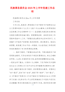 民族事务委员会2025年上半年党建工作总结