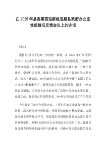 在2025年县委第四巡察组巡察县政府办公室党组情况反馈会议上的讲话