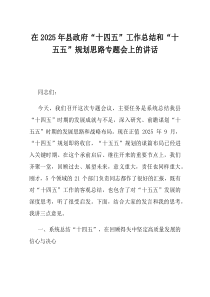 在2025年县政府十四五工作总结和十五五规划思路专题会上的讲话