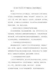 在2025年安全工作专题会议上的讲话稿范文