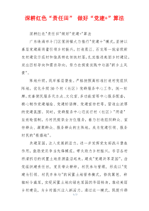 深耕红色“责任田” 做好“党建+”算法