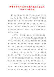 漳平市审计局2025年度党建工作总结及2025年工作计划