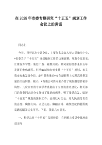 在2025年市委专题研究十五五规划工作会议上的讲话