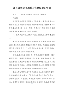 在县国土空间规划工作会议上的讲话