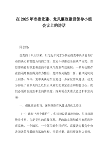 在2025年市委党建党风廉政建设领导小组会议上的讲话