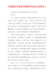在县委办公室党支部组织生活会上的讲话1